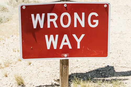 wrong way sign