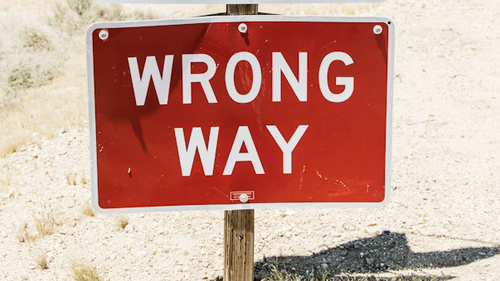 wrong way sign